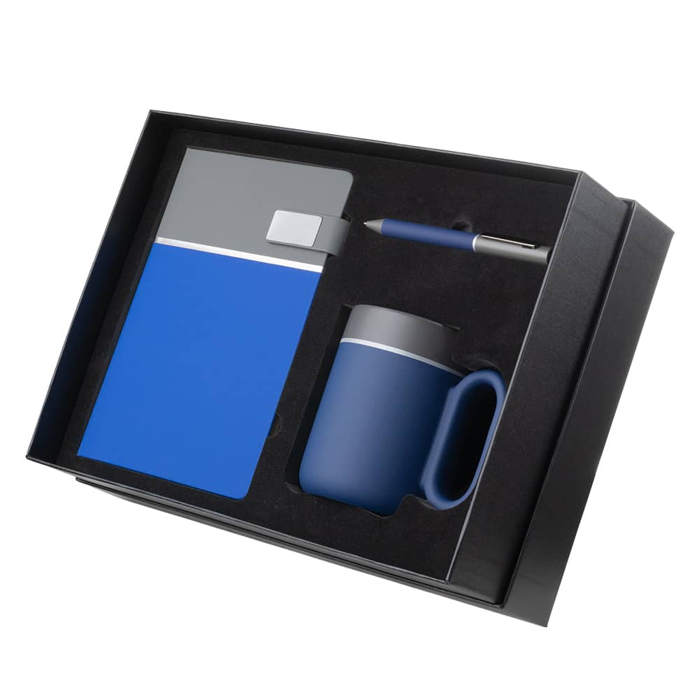 Kit escritório Caderno, Caneca e Caneta Metalica